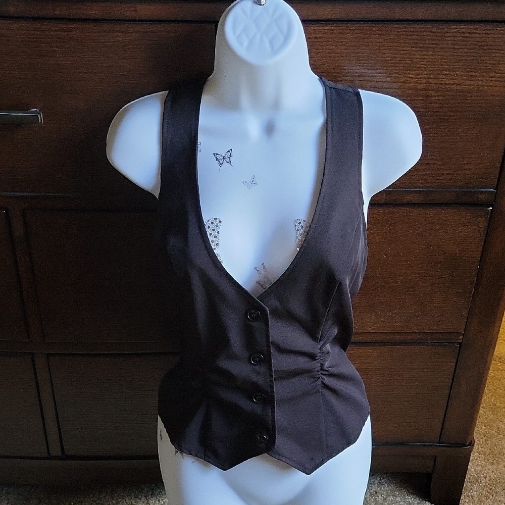 Large Black Stooshy Button-Up Vest